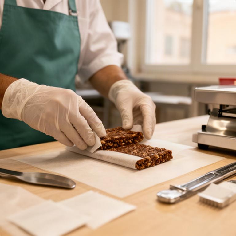 Operatrice che confeziona manualmente snack funzionali nella sede produttiva di Pianezza